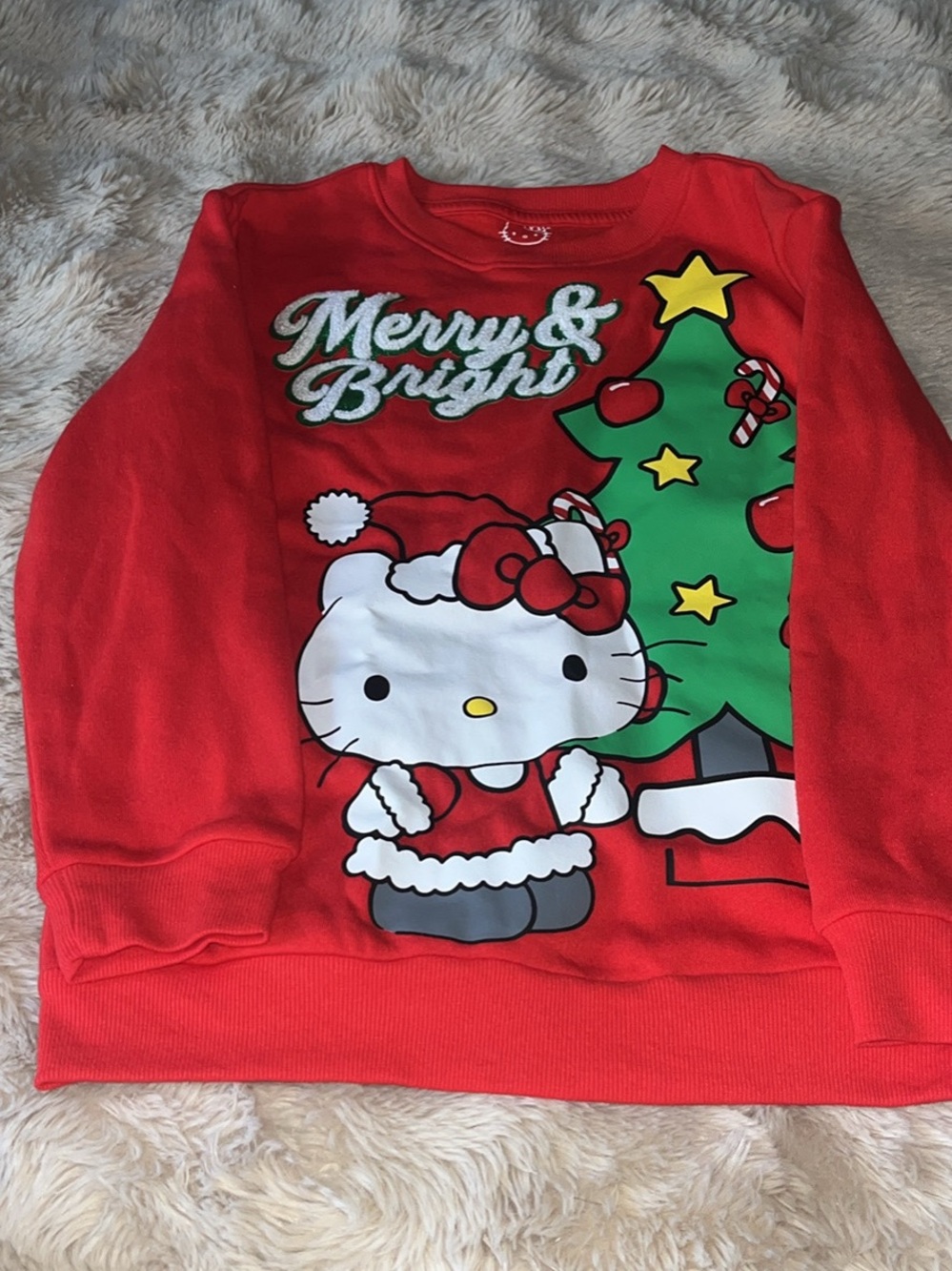 8-12 Yrs Girl Hello Kitty Red Christmas Tree Graphic Sweatshirt - Never Worn